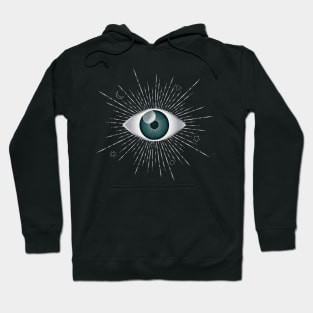 Teal Green Evil Eye Silver Eyelashes Sun Moon Star  Nazar Mati Talisman Hoodie